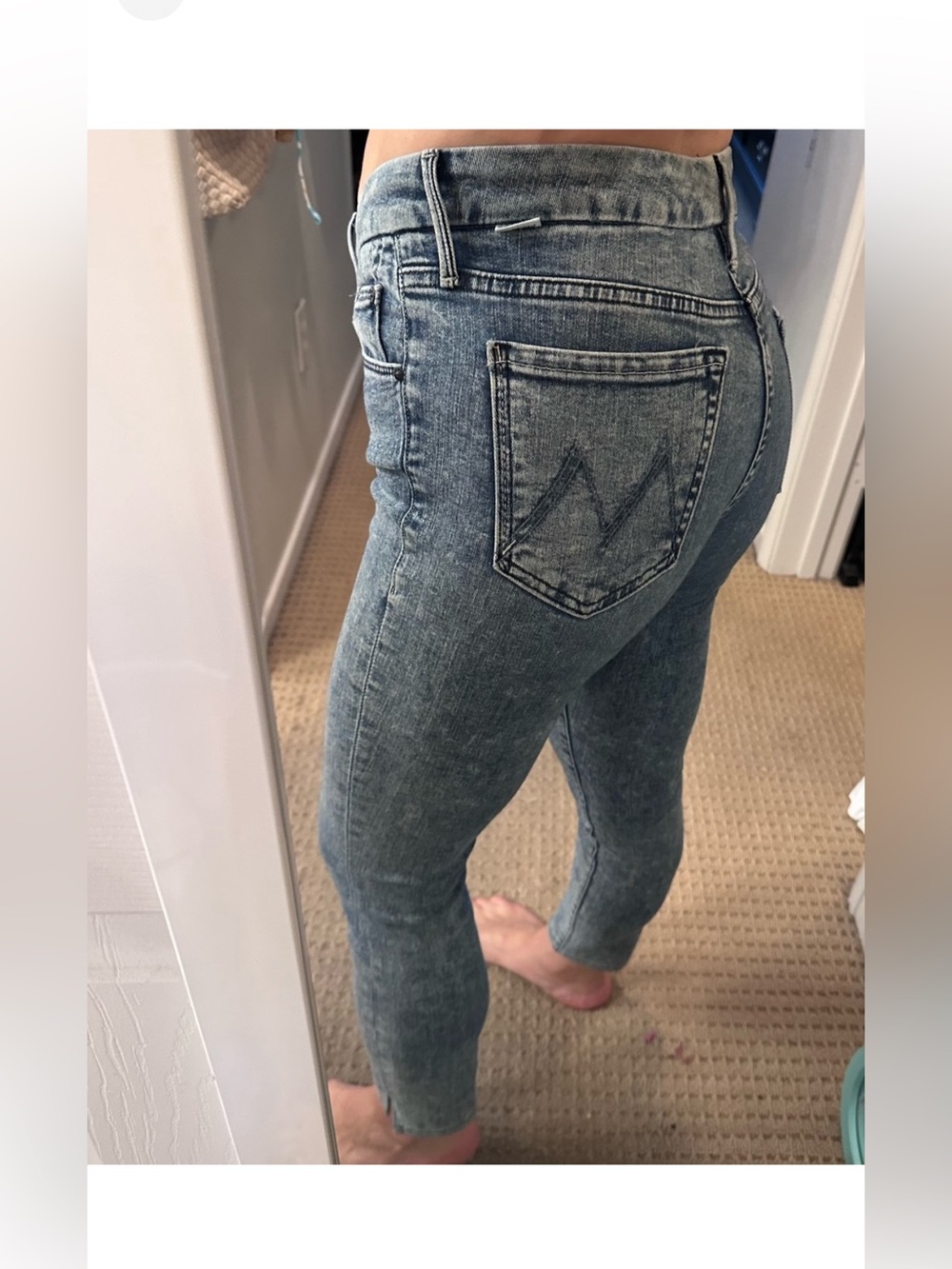 MOTHER The Looker Sacred Slit Jeans Size 26 High Rise Skinny Raw Hem Step Slit